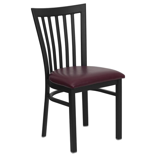 Hercules Series Black School House Back Metal Restaurant Chair - Burgundy Vinyl Seat By Flash Furniture | Dining Chairs | Modishstore