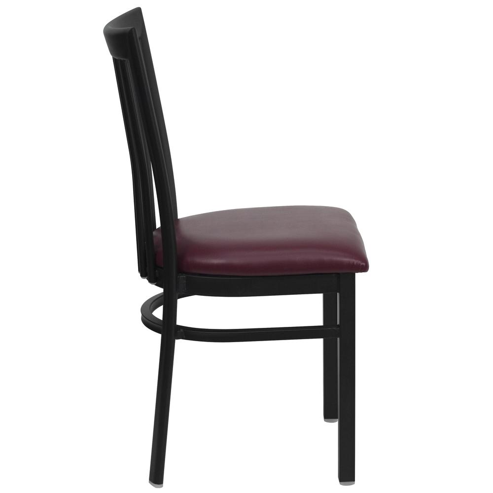 Hercules Series Black School House Back Metal Restaurant Chair - Burgundy Vinyl Seat By Flash Furniture | Dining Chairs | Modishstore - 2
