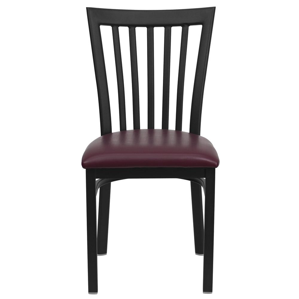 Hercules Series Black School House Back Metal Restaurant Chair - Burgundy Vinyl Seat By Flash Furniture | Dining Chairs | Modishstore - 4