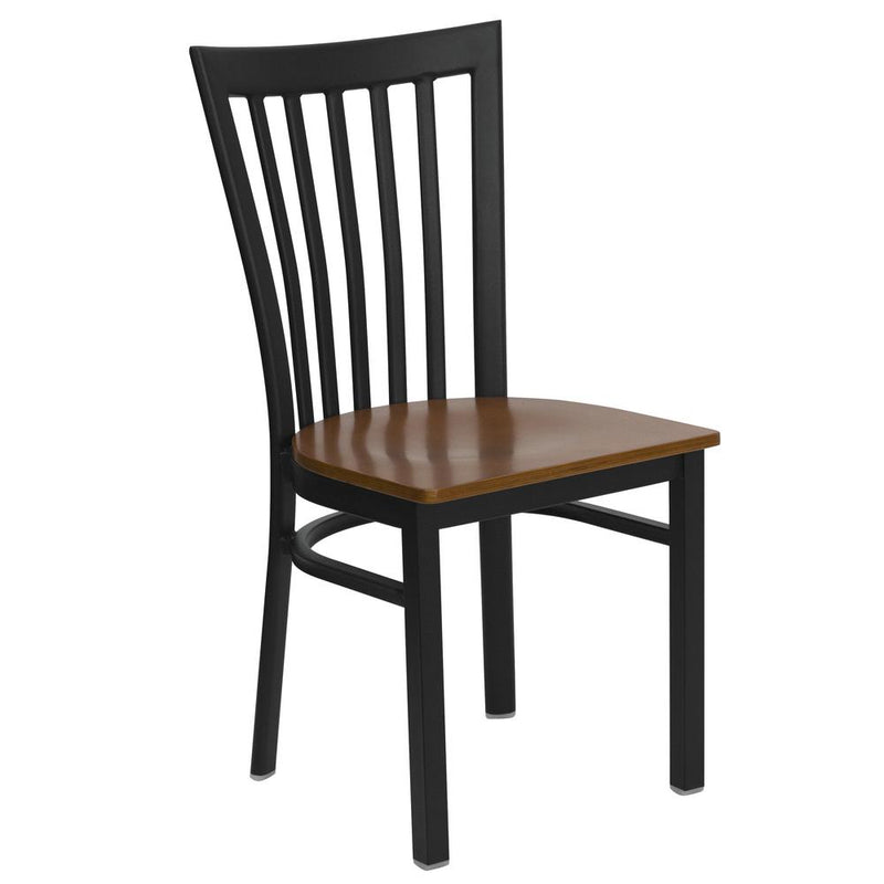 Hercules Series Black School House Back Metal Restaurant Chair - Cherry Wood Seat By Flash Furniture | Dining Chairs | Modishstore - 1