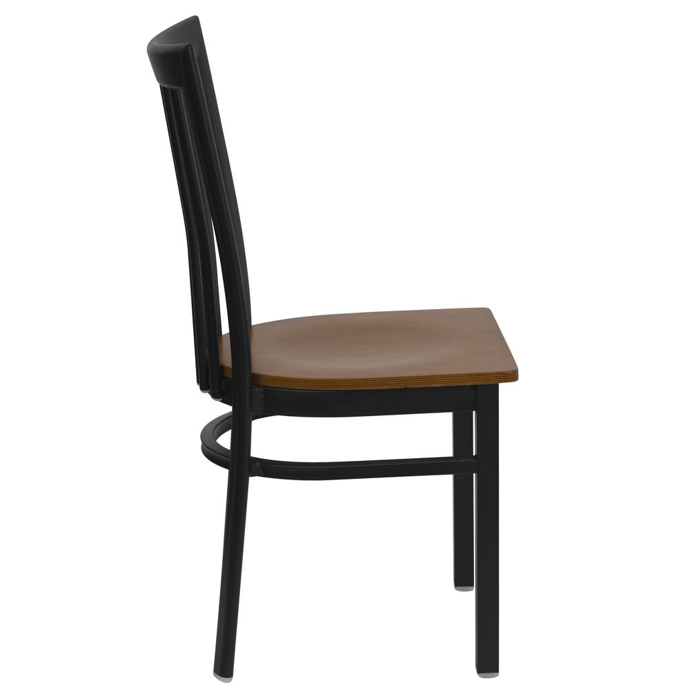 Hercules Series Black School House Back Metal Restaurant Chair - Cherry Wood Seat By Flash Furniture | Dining Chairs | Modishstore - 2
