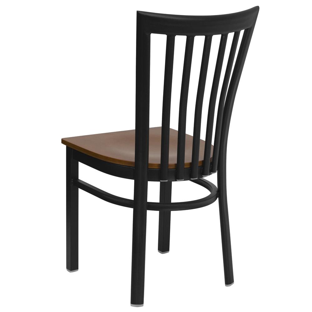 Hercules Series Black School House Back Metal Restaurant Chair - Cherry Wood Seat By Flash Furniture | Dining Chairs | Modishstore - 3
