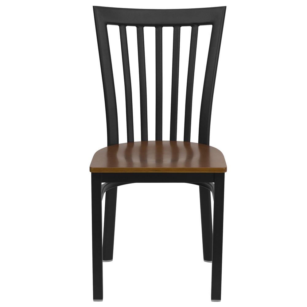 Hercules Series Black School House Back Metal Restaurant Chair - Cherry Wood Seat By Flash Furniture | Dining Chairs | Modishstore - 4