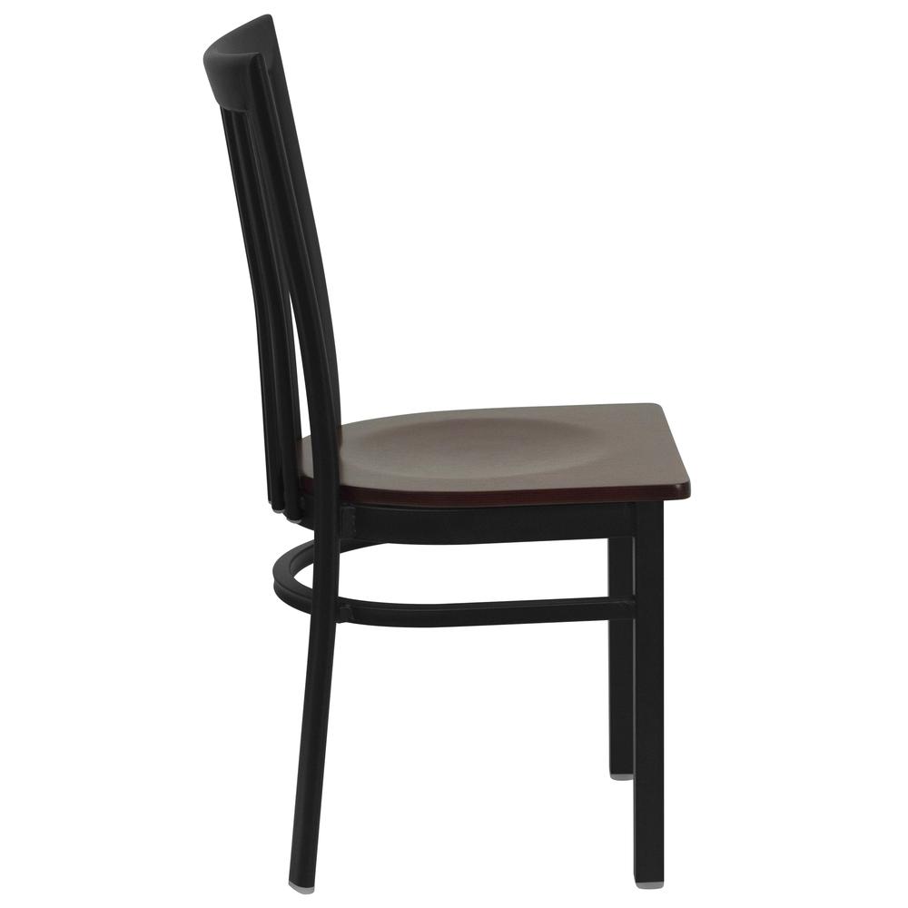Hercules Series Black School House Back Metal Restaurant Chair - Mahogany Wood Seat By Flash Furniture | Dining Chairs | Modishstore - 2