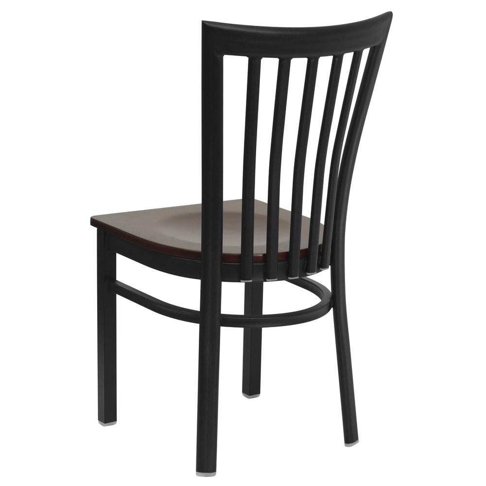 Hercules Series Black School House Back Metal Restaurant Chair - Mahogany Wood Seat By Flash Furniture | Dining Chairs | Modishstore - 3