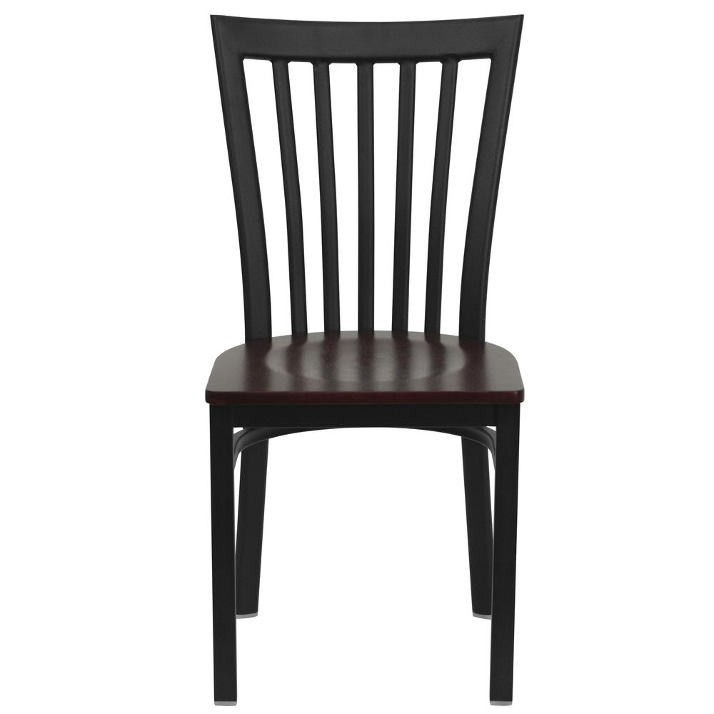 Hercules Series Black School House Back Metal Restaurant Chair - Mahogany Wood Seat By Flash Furniture | Dining Chairs | Modishstore - 4
