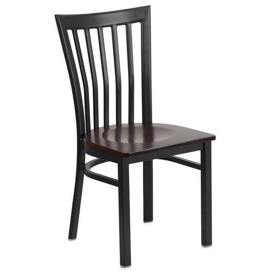 Hercules Series Black School House Back Metal Restaurant Chair - Walnut Wood Seat By Flash Furniture | Dining Chairs | Modishstore