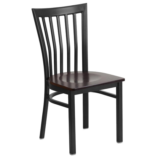 Hercules Series Black School House Back Metal Restaurant Chair - Walnut Wood Seat By Flash Furniture | Dining Chairs | Modishstore - 1