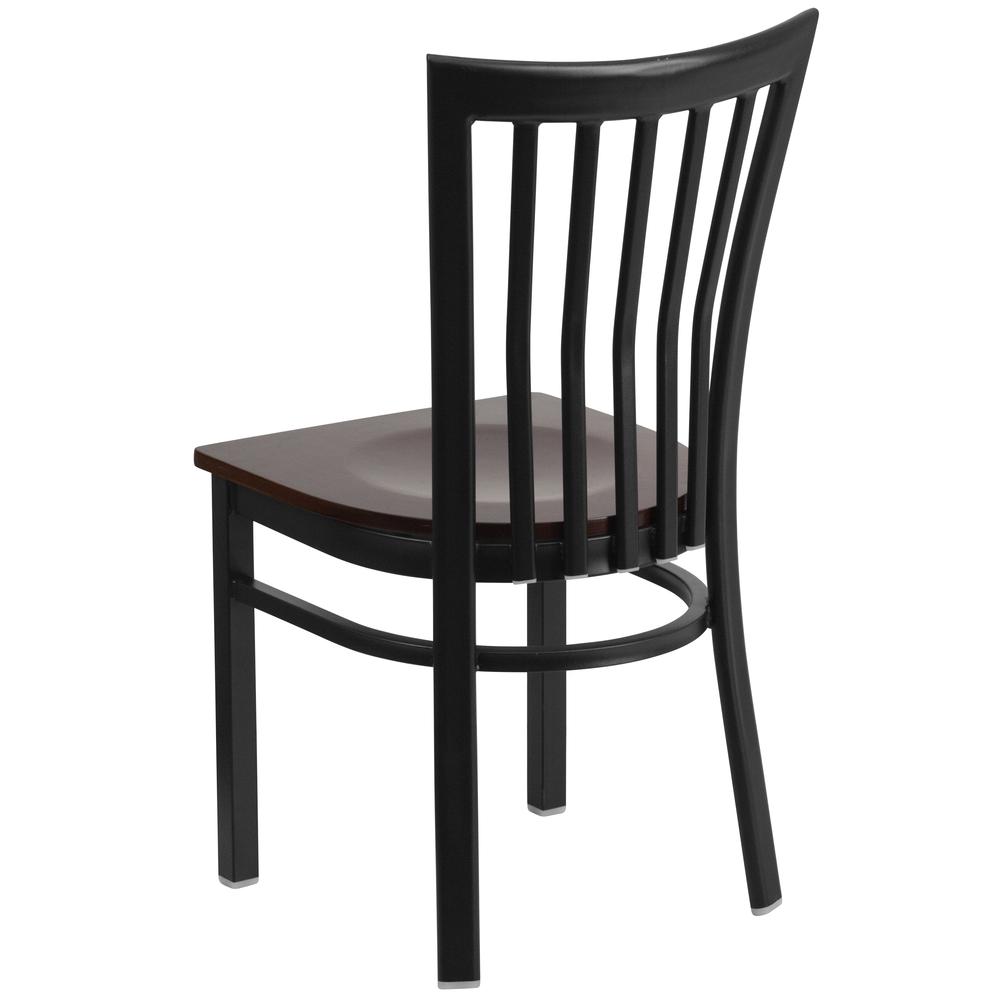 Hercules Series Black School House Back Metal Restaurant Chair - Walnut Wood Seat By Flash Furniture | Dining Chairs | Modishstore - 3