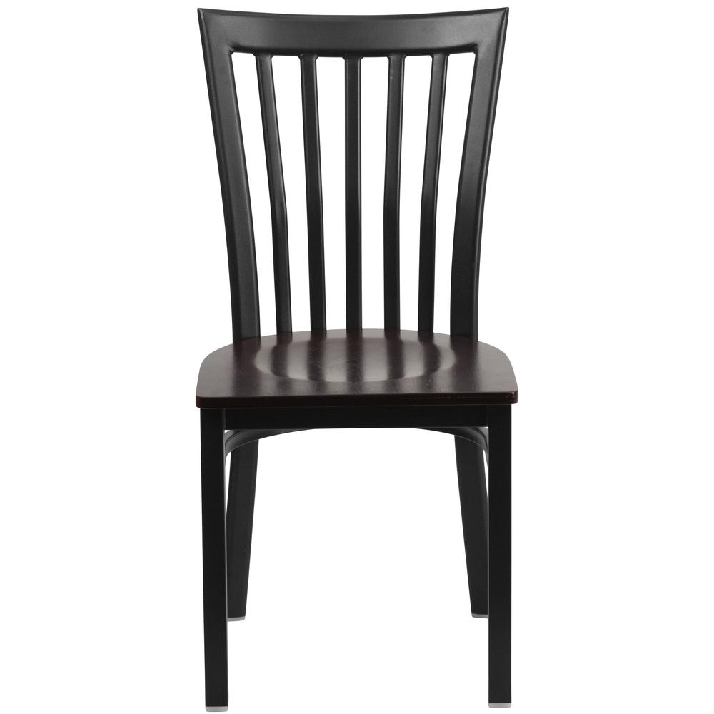 Hercules Series Black School House Back Metal Restaurant Chair - Walnut Wood Seat By Flash Furniture | Dining Chairs | Modishstore - 4