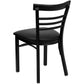 Hercules Series Black Three-Slat Ladder Back Metal Restaurant Chair - Black Vinyl Seat By Flash Furniture | Dining Chairs | Modishstore - 3
