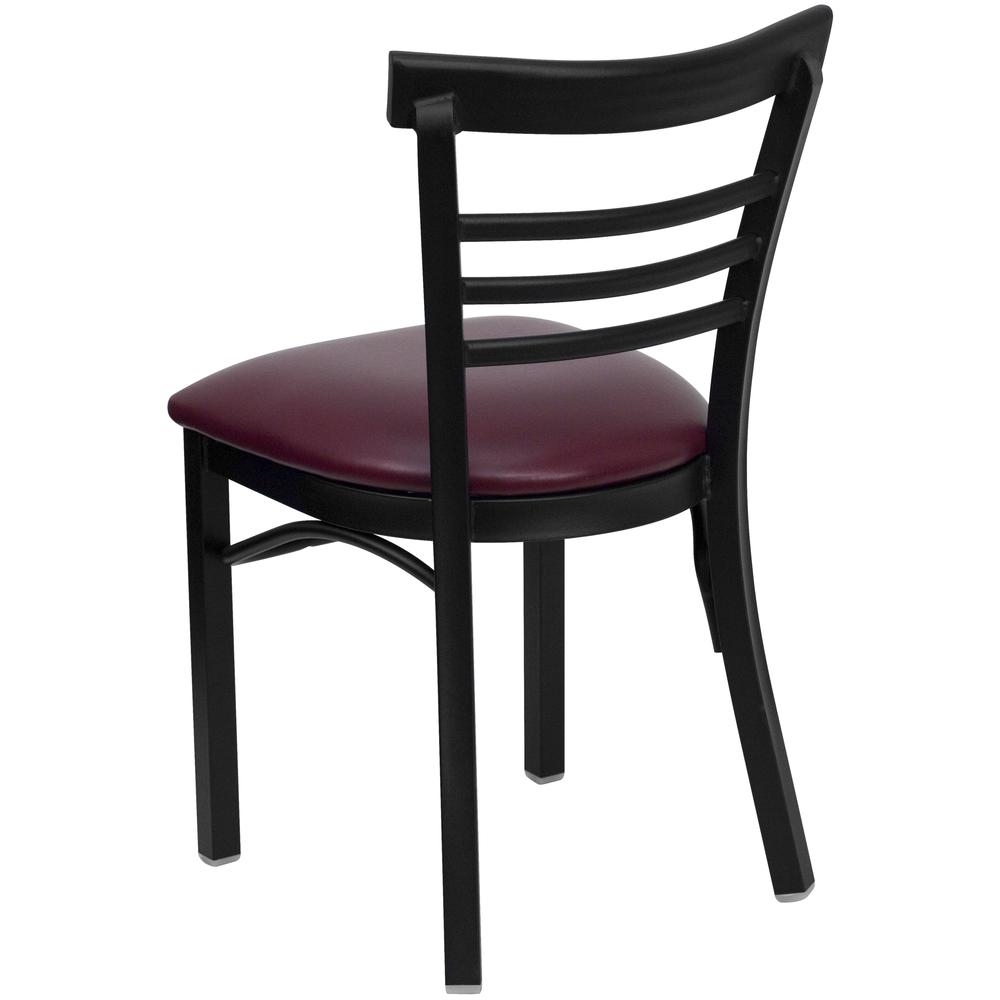 Hercules Series Black Three-Slat Ladder Back Metal Restaurant Chair - Burgundy Vinyl Seat By Flash Furniture | Dining Chairs | Modishstore - 3