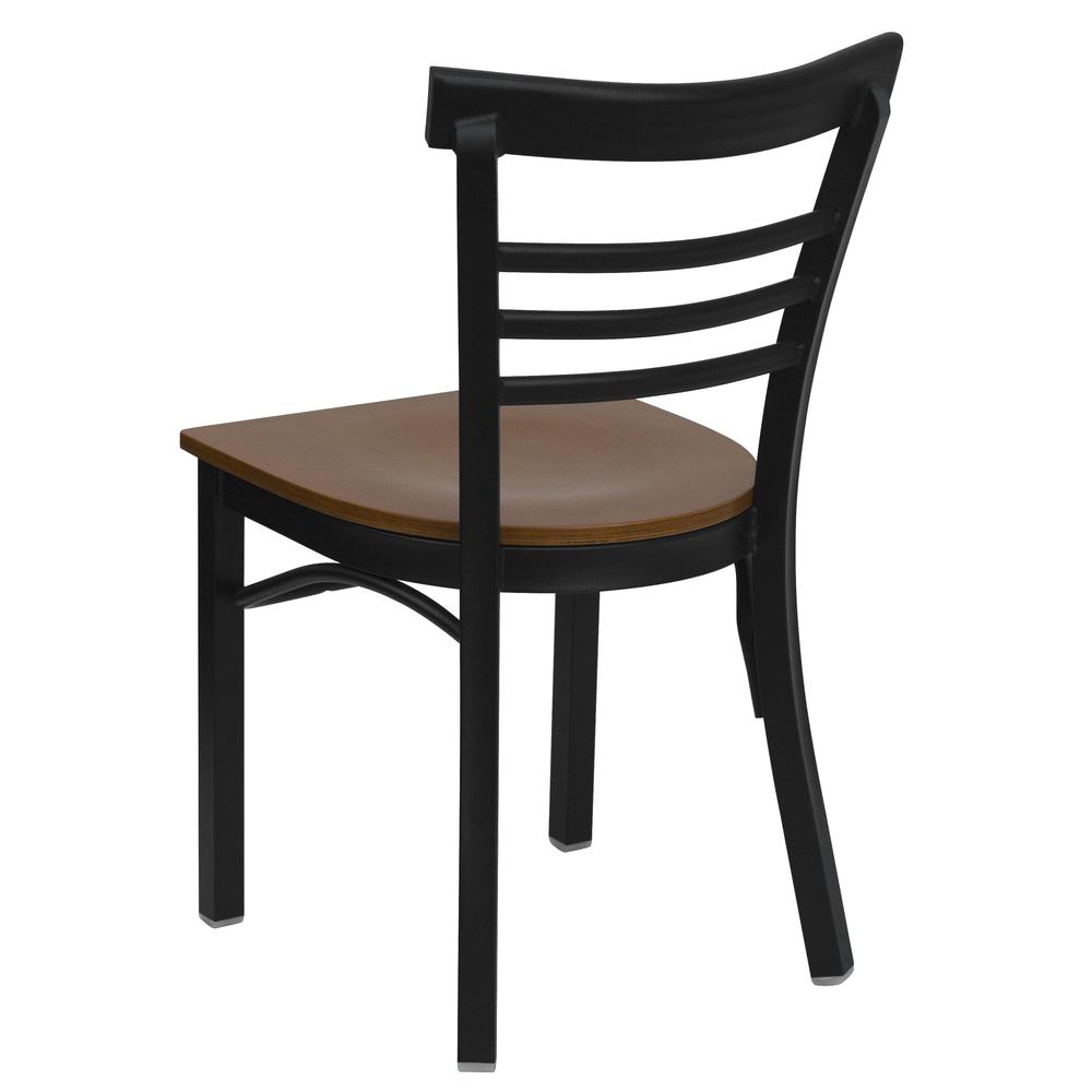 Hercules Series Black Three-Slat Ladder Back Metal Restaurant Chair - Cherry Wood Seat By Flash Furniture | Dining Chairs | Modishstore - 3