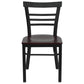 Hercules Series Black Three-Slat Ladder Back Metal Restaurant Chair - Mahogany Wood Seat By Flash Furniture | Dining Chairs | Modishstore - 4