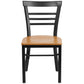 Hercules Series Black Three-Slat Ladder Back Metal Restaurant Chair - Natural Wood Seat By Flash Furniture | Dining Chairs | Modishstore - 4
