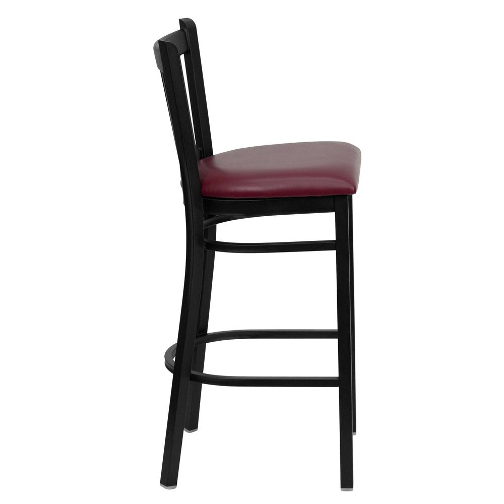 Hercules Series Black Vertical Back Metal Restaurant Barstool - Burgundy Vinyl Seat By Flash Furniture | Bar Stools | Modishstore - 2