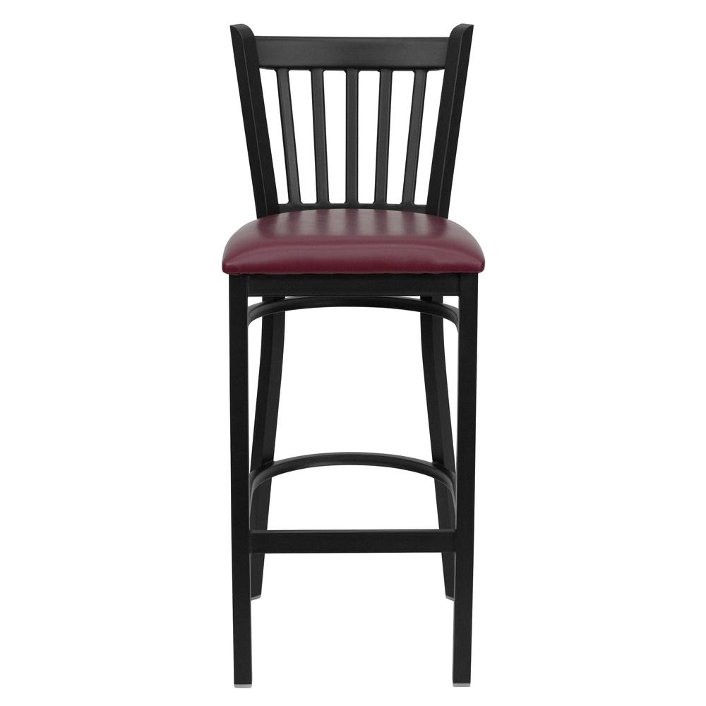 Hercules Series Black Vertical Back Metal Restaurant Barstool - Burgundy Vinyl Seat By Flash Furniture | Bar Stools | Modishstore - 4