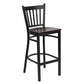 Hercules Series Black Vertical Back Metal Restaurant Barstool - Mahogany Wood Seat By Flash Furniture | Bar Stools | Modishstore - 1