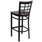 Hercules Series Black Window Back Metal Restaurant Barstool - Mahogany Wood Seat By Flash Furniture | Bar Stools | Modishstore - 3