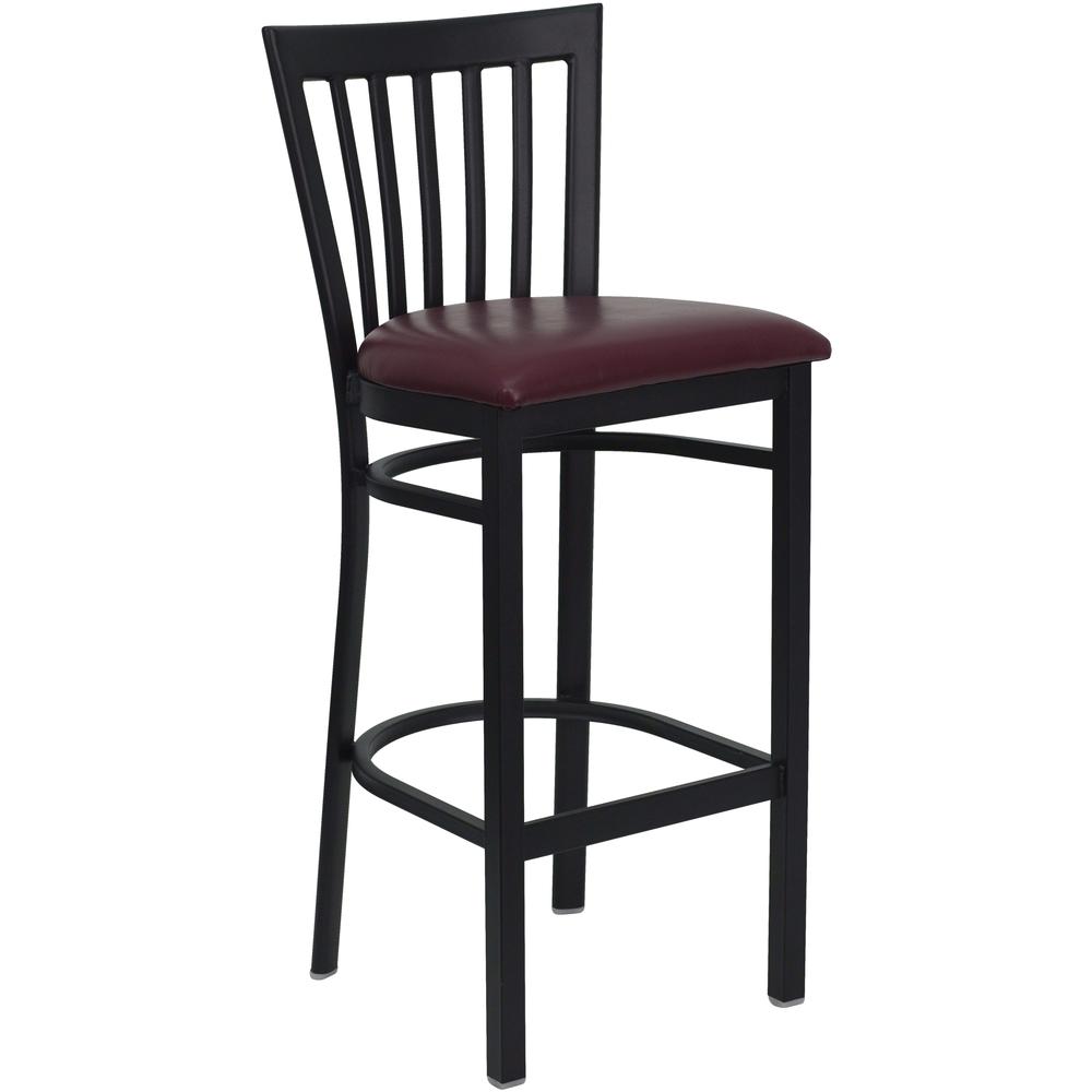 Hercules Series Black School House Back Metal Restaurant Barstool - Burgundy Vinyl Seat By Flash Furniture | Bar Stools | Modishstore - 1