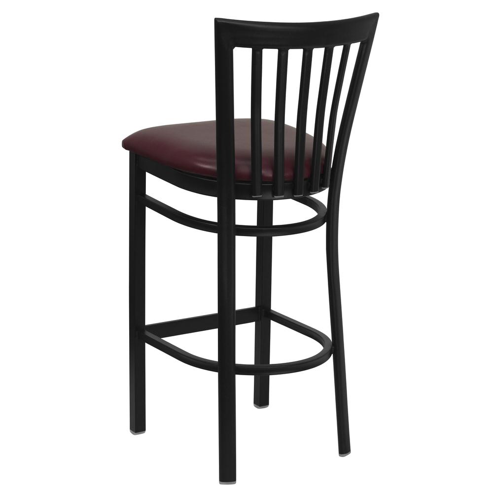 Hercules Series Black School House Back Metal Restaurant Barstool - Burgundy Vinyl Seat By Flash Furniture | Bar Stools | Modishstore - 3