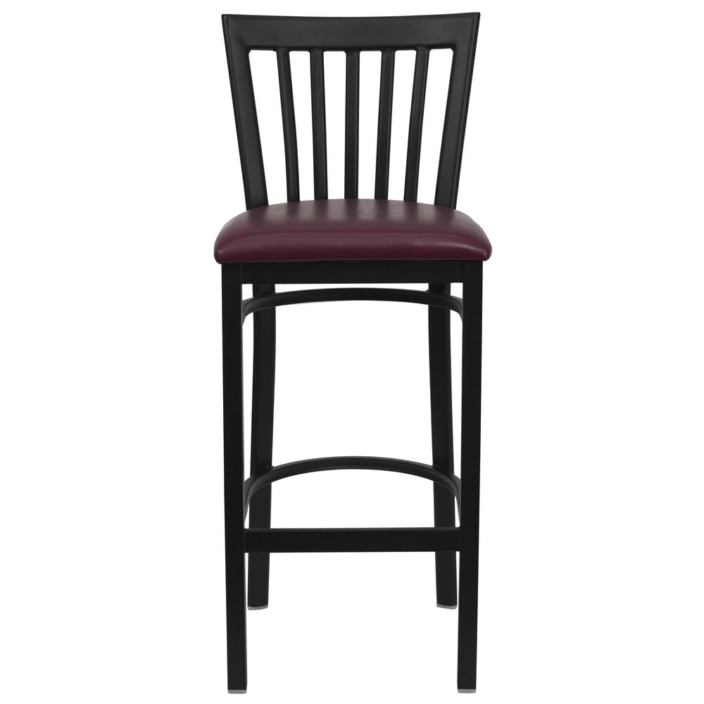 Hercules Series Black School House Back Metal Restaurant Barstool - Burgundy Vinyl Seat By Flash Furniture | Bar Stools | Modishstore - 4
