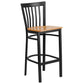 Hercules Series Black School House Back Metal Restaurant Barstool - Natural Wood Seat By Flash Furniture | Bar Stools | Modishstore - 1