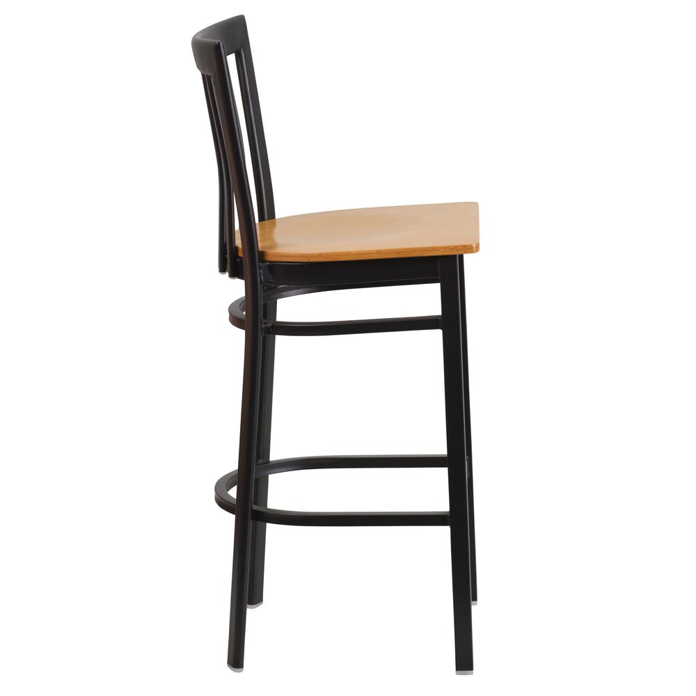 Hercules Series Black School House Back Metal Restaurant Barstool - Natural Wood Seat By Flash Furniture | Bar Stools | Modishstore - 2