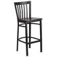 Hercules Series Black School House Back Metal Restaurant Barstool - Walnut Wood Seat By Flash Furniture | Bar Stools | Modishstore - 1