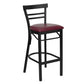 Hercules Series Black Two-Slat Ladder Back Metal Restaurant Barstool - Burgundy Vinyl Seat By Flash Furniture | Bar Stools | Modishstore - 1