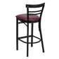 Hercules Series Black Two-Slat Ladder Back Metal Restaurant Barstool - Burgundy Vinyl Seat By Flash Furniture | Bar Stools | Modishstore - 3