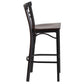 Hercules Series Black Two-Slat Ladder Back Metal Restaurant Barstool - Walnut Wood Seat By Flash Furniture | Bar Stools | Modishstore - 2