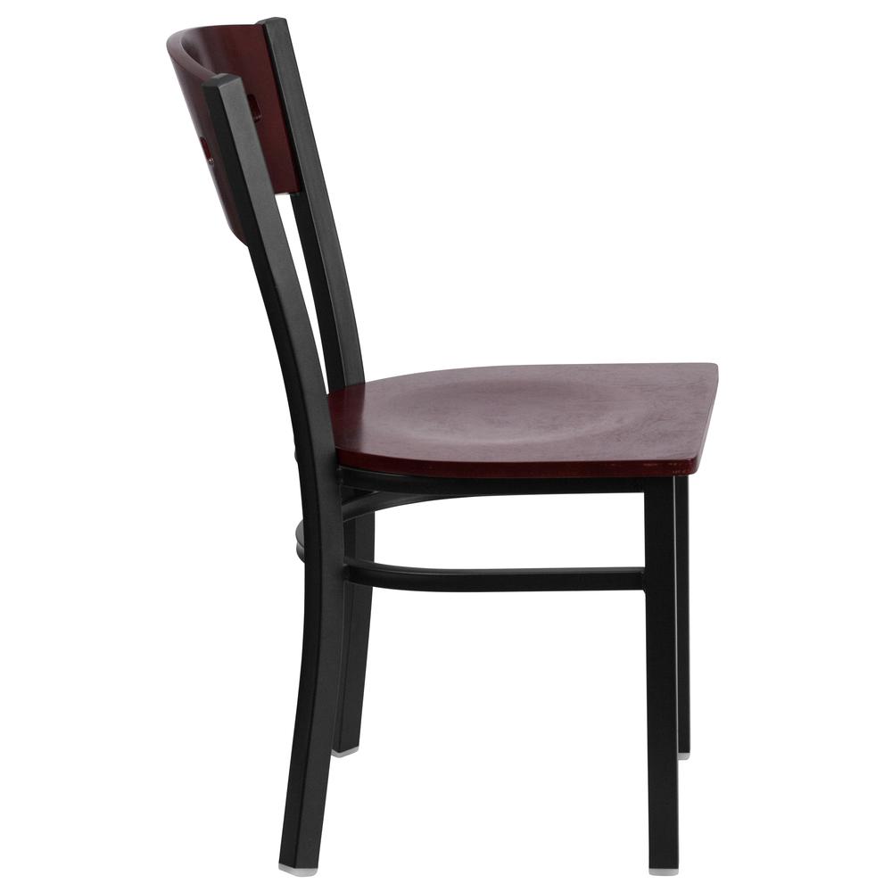 Hercules Series Black 4 Square Back Metal Restaurant Chair - Mahogany Wood Back & Seat By Flash Furniture | Dining Chairs | Modishstore - 2