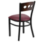 Hercules Series Black 3 Circle Back Metal Restaurant Chair - Walnut Wood Back, Burgundy Vinyl Seat By Flash Furniture | Dining Chairs | Modishstore - 3