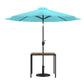 3 Piece Outdoor Patio Table Set - 35" Square Synthetic Teak Patio Table With Teal Umbrella And Base By Flash Furniture | Outdoor Tables | Modishstore