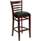 Hercules Series Ladder Back Mahogany Wood Restaurant Barstool - Black Vinyl Seat By Flash Furniture | Bar Stools | Modishstore - 1