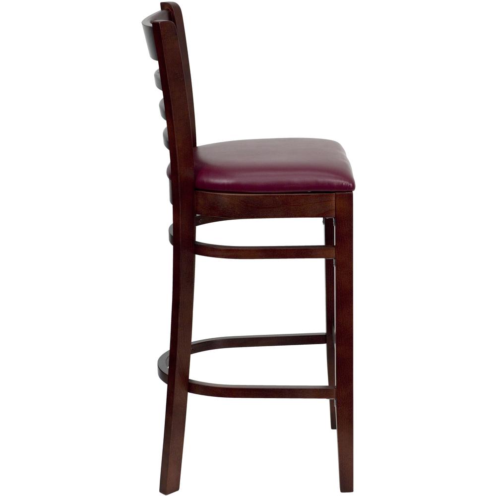 Hercules Series Ladder Back Mahogany Wood Restaurant Barstool - Burgundy Vinyl Seat By Flash Furniture | Bar Stools | Modishstore - 2