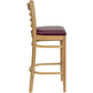 Hercules Series Ladder Back Natural Wood Restaurant Barstool - Burgundy Vinyl Seat By Flash Furniture | Bar Stools | Modishstore - 2