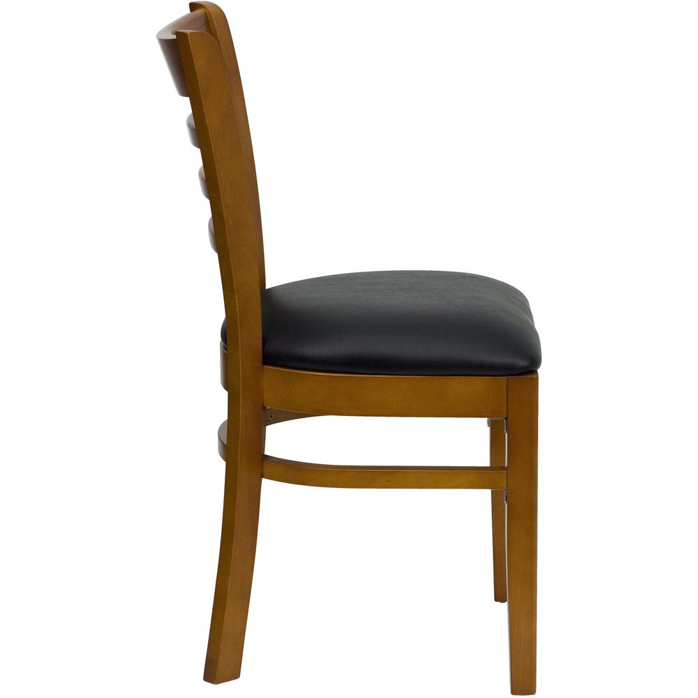 Hercules Series Ladder Back Cherry Wood Restaurant Chair - Black Vinyl Seat By Flash Furniture | Dining Chairs | Modishstore - 2