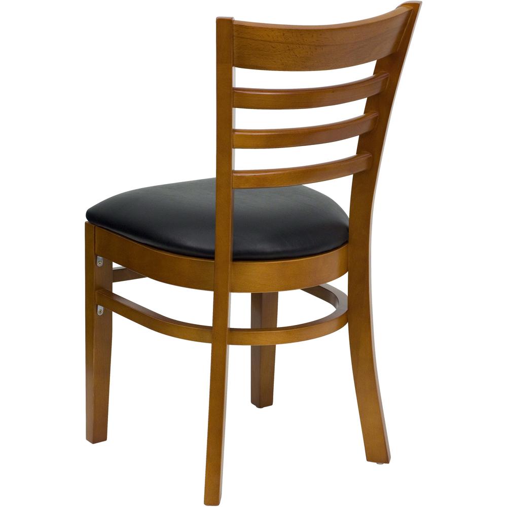 Hercules Series Ladder Back Cherry Wood Restaurant Chair - Black Vinyl Seat By Flash Furniture | Dining Chairs | Modishstore - 3