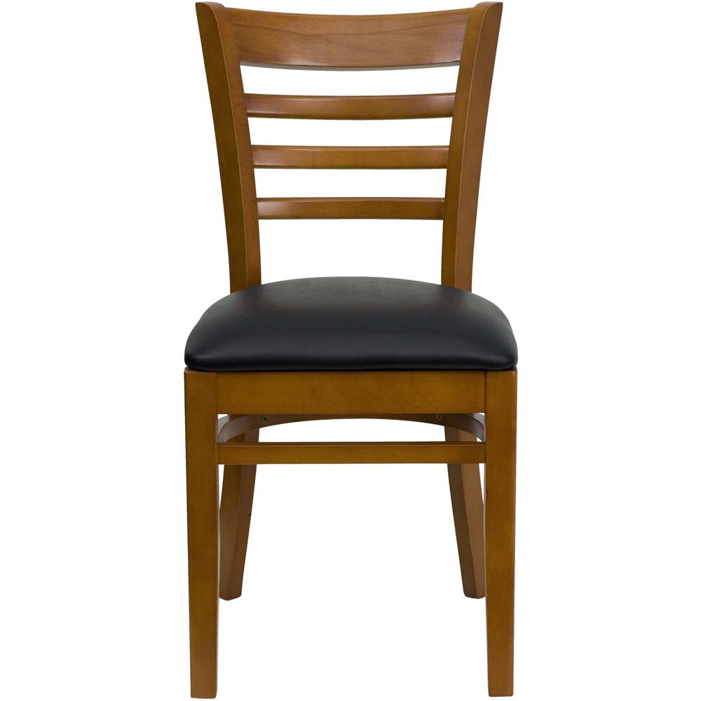 Hercules Series Ladder Back Cherry Wood Restaurant Chair - Black Vinyl Seat By Flash Furniture | Dining Chairs | Modishstore - 4
