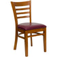 Hercules Series Ladder Back Cherry Wood Restaurant Chair - Burgundy Vinyl Seat By Flash Furniture | Dining Chairs | Modishstore - 1