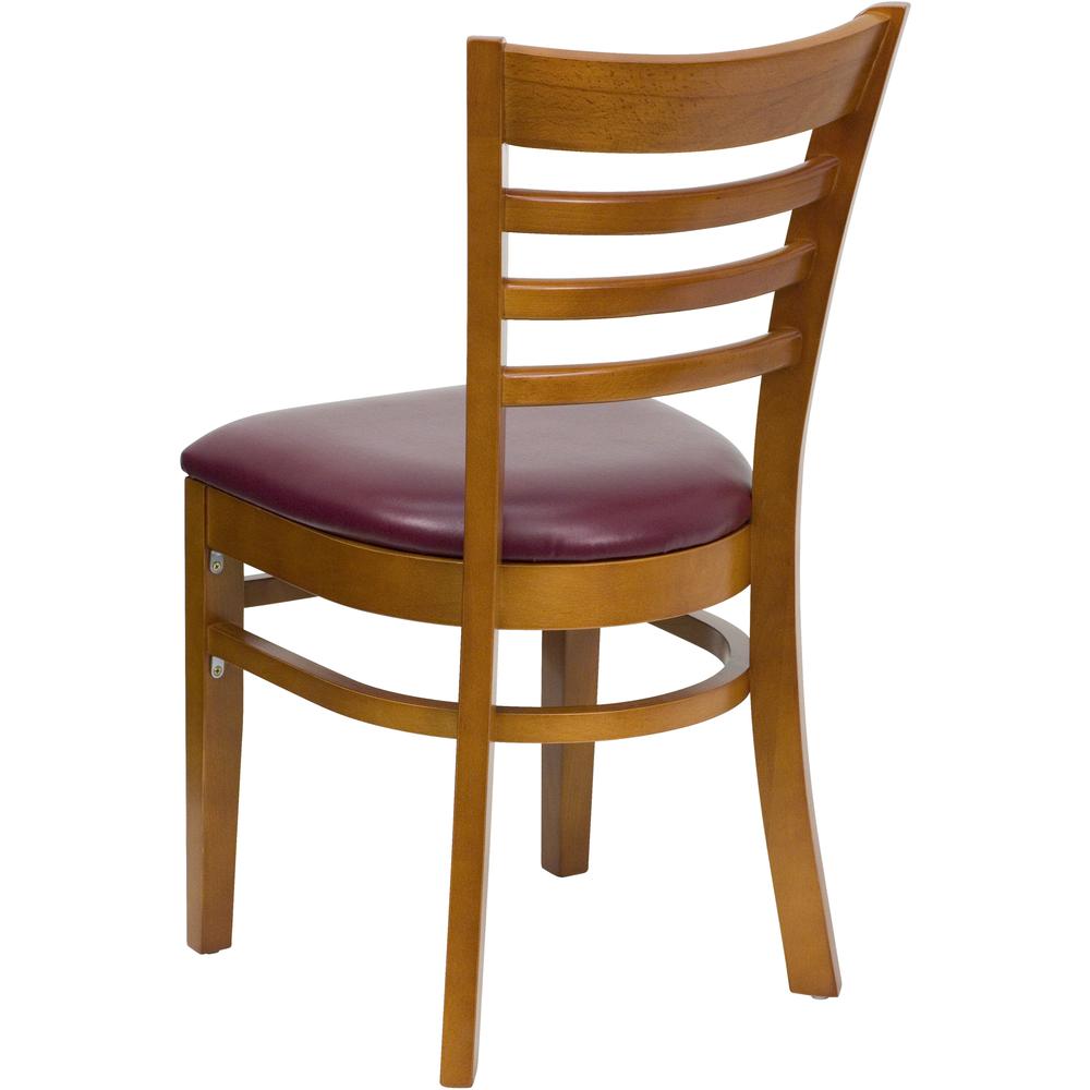 Hercules Series Ladder Back Cherry Wood Restaurant Chair - Burgundy Vinyl Seat By Flash Furniture | Dining Chairs | Modishstore - 3