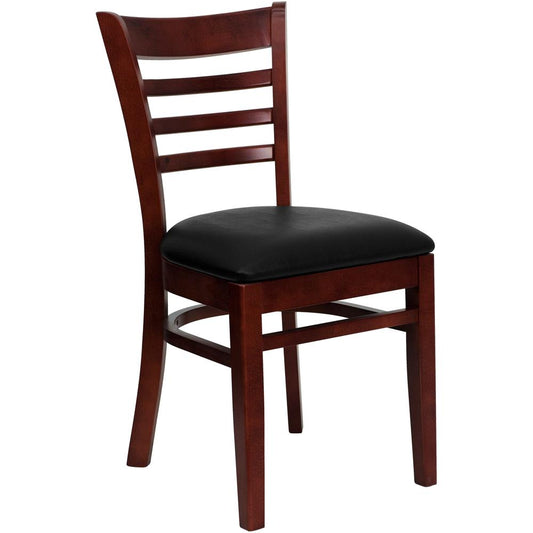 Hercules Series Ladder Back Mahogany Wood Restaurant Chair - Black Vinyl Seat By Flash Furniture | Dining Chairs | Modishstore