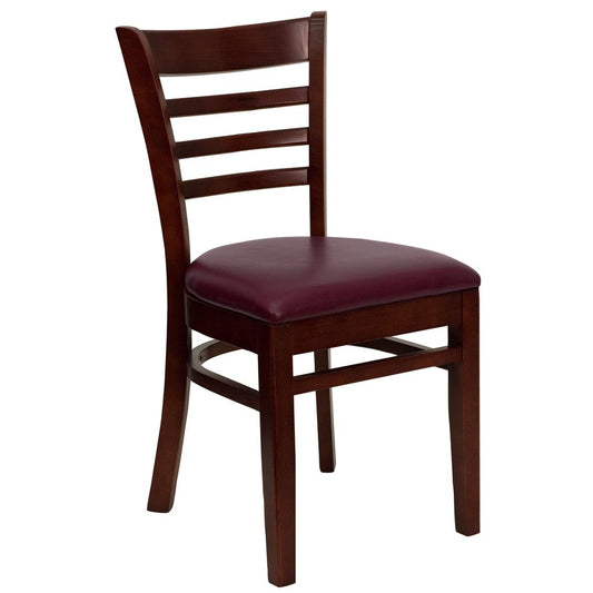 Hercules Series Ladder Back Mahogany Wood Restaurant Chair - Burgundy Vinyl Seat By Flash Furniture | Dining Chairs | Modishstore - 1