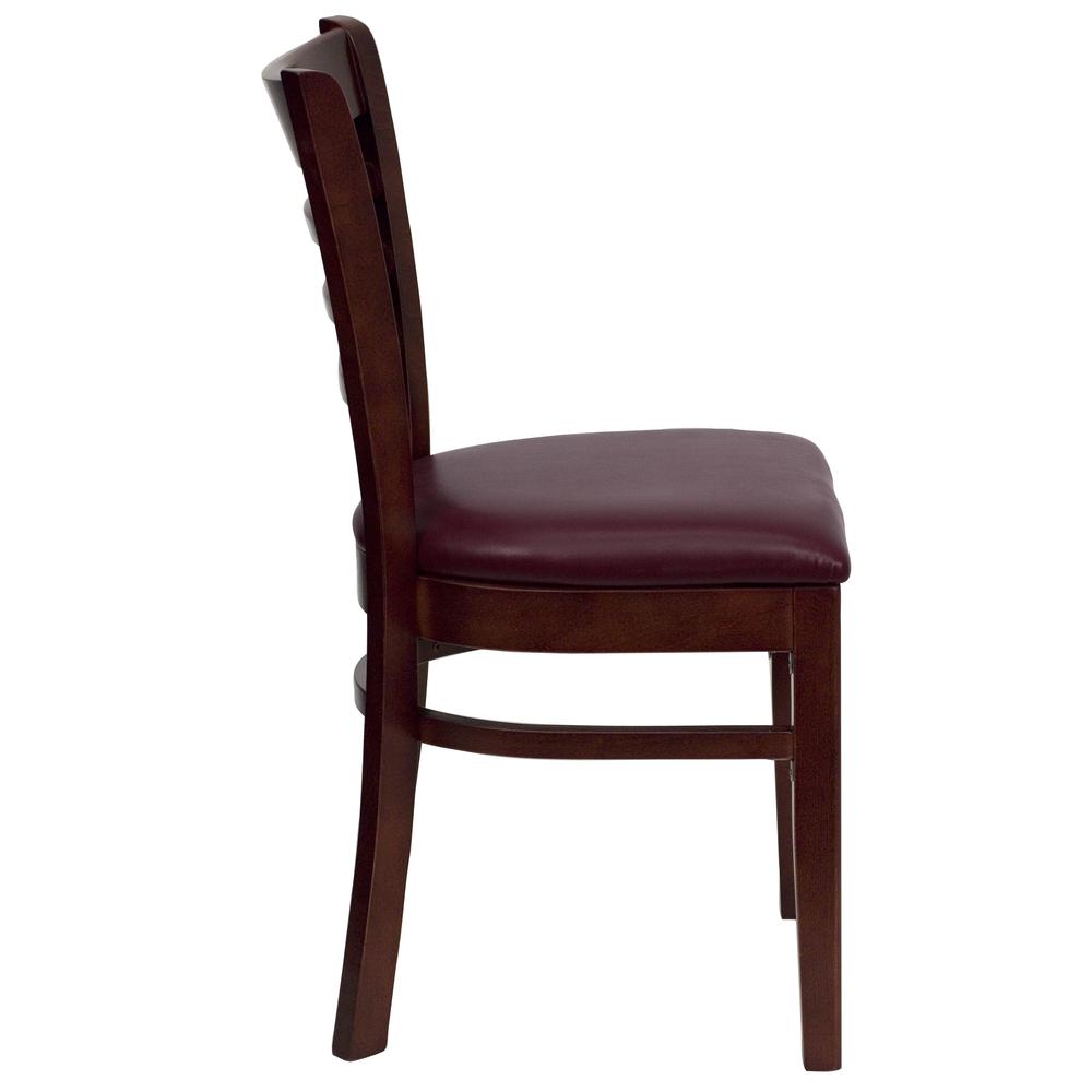 Hercules Series Ladder Back Mahogany Wood Restaurant Chair - Burgundy Vinyl Seat By Flash Furniture | Dining Chairs | Modishstore - 2