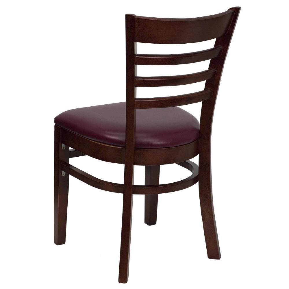 Hercules Series Ladder Back Mahogany Wood Restaurant Chair - Burgundy Vinyl Seat By Flash Furniture | Dining Chairs | Modishstore - 3