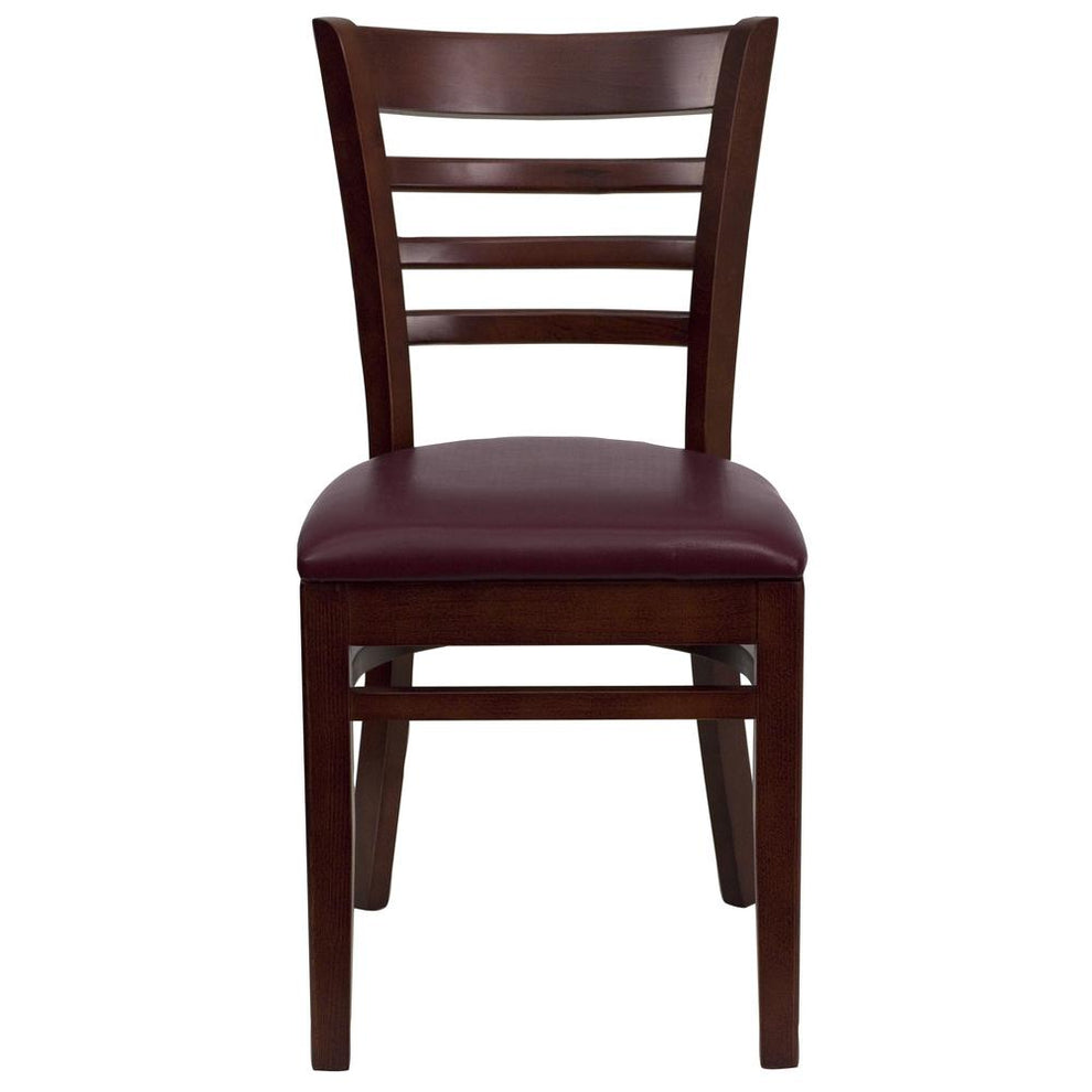 Hercules Series Ladder Back Mahogany Wood Restaurant Chair - Burgundy Vinyl Seat By Flash Furniture | Dining Chairs | Modishstore - 4