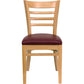 Hercules Series Ladder Back Natural Wood Restaurant Chair - Burgundy Vinyl Seat By Flash Furniture | Dining Chairs | Modishstore - 4
