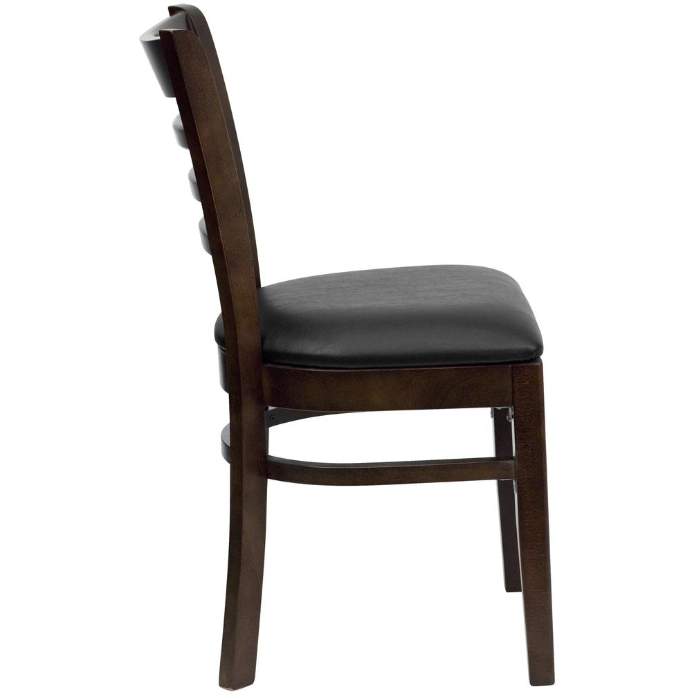 Hercules Series Ladder Back Walnut Wood Restaurant Chair - Black Vinyl Seat By Flash Furniture | Dining Chairs | Modishstore - 2